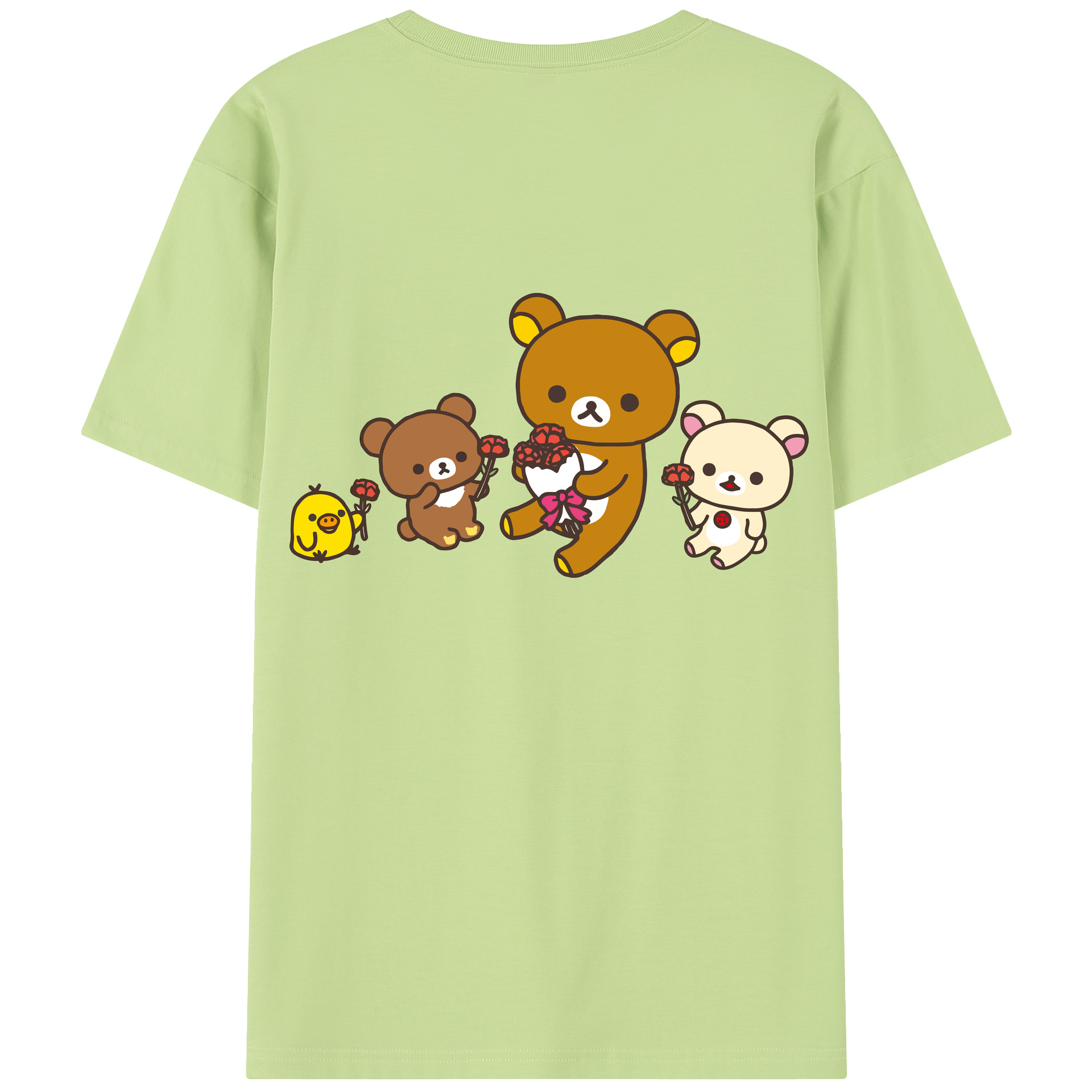 （画像用） リラックマ リラックマ キイロイトリ Rilakkuma Korilakkuma Kiiroitori 綿100％半袖Tシャツ（背面プリント）